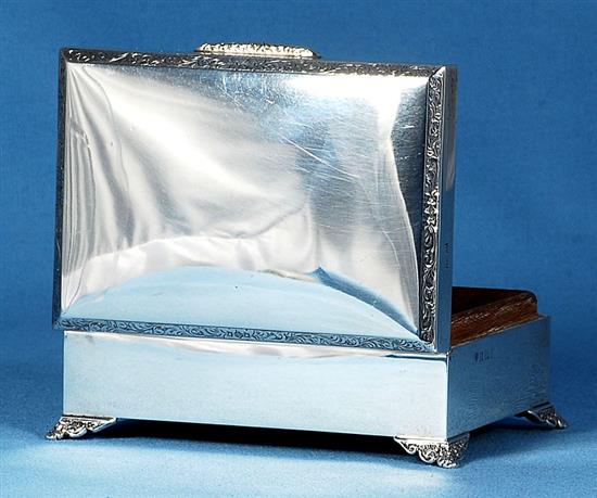 A 1960s silver rectangular cigarette box, gross 12.4 oz/387 grams.